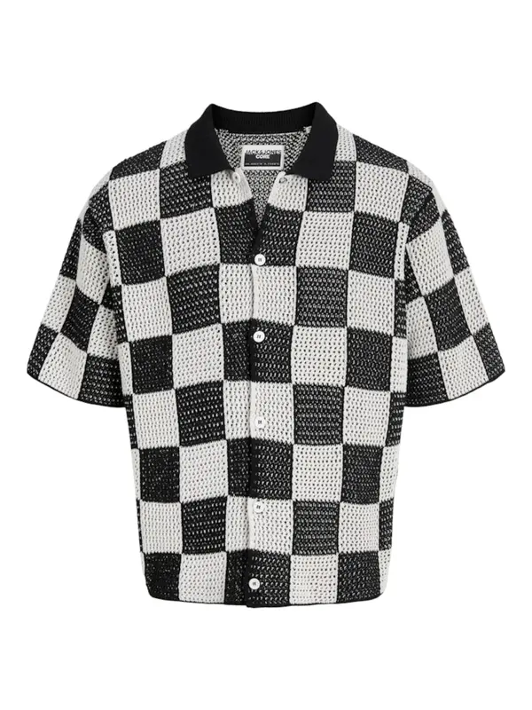 JACK & JONES JACK & JONES Pletena jopa 'JCoathletico'  črna / off-bela
