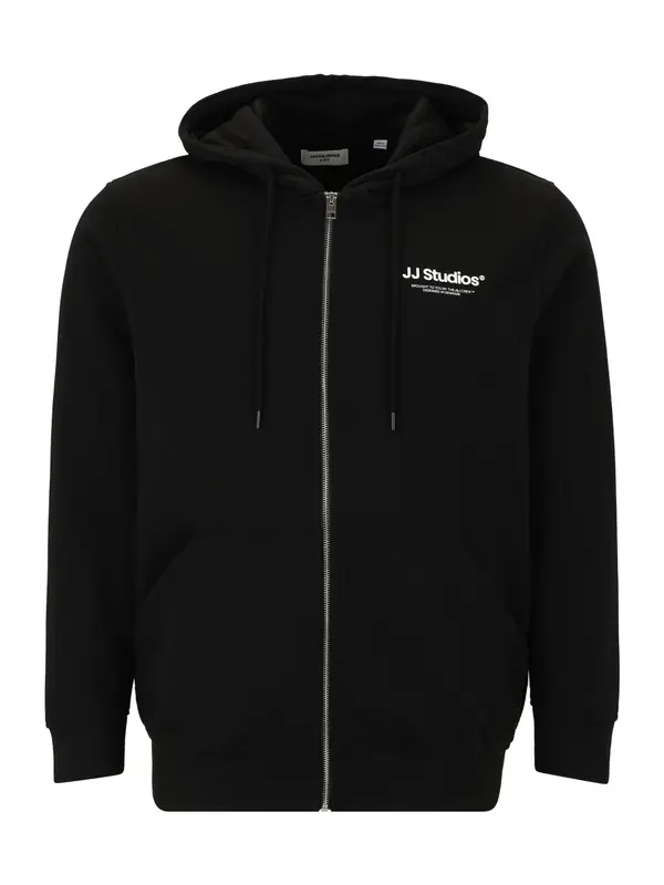 Jack & Jones Plus Jack & Jones Plus Jopa na zadrgo 'JJESOHO'  črna / bela