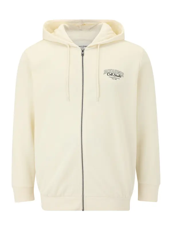 Jack & Jones Plus Jack & Jones Plus Jopa na zadrgo 'JJMAKOTO'  črna / volneno bela