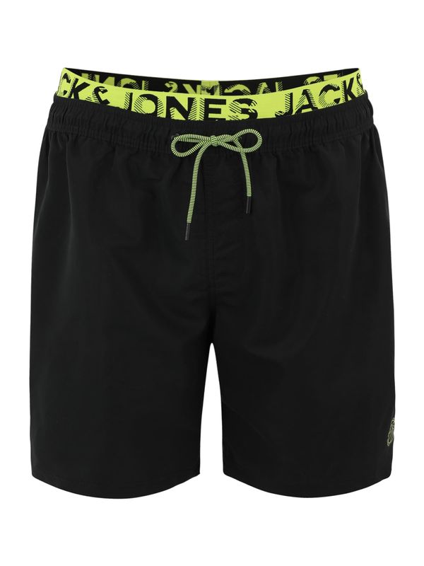 Jack & Jones Plus Jack & Jones Plus Kratke kopalne hlače 'FIJI'  svetlo zelena / črna