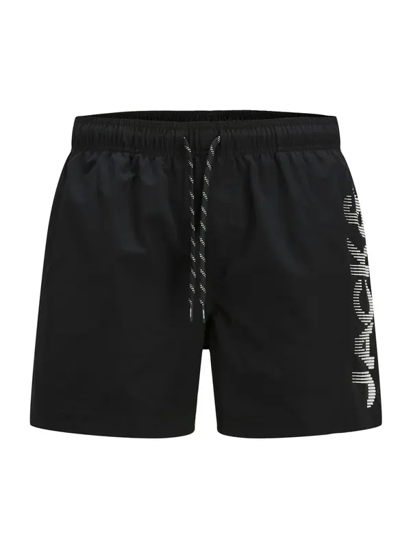 Jack & Jones Plus Jack & Jones Plus Kratke kopalne hlače 'JPSTMaui'  črna / bela