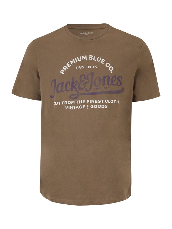 Jack & Jones Plus Jack & Jones Plus Majica 'BLULOUIE'  mornarska / kaki / bela