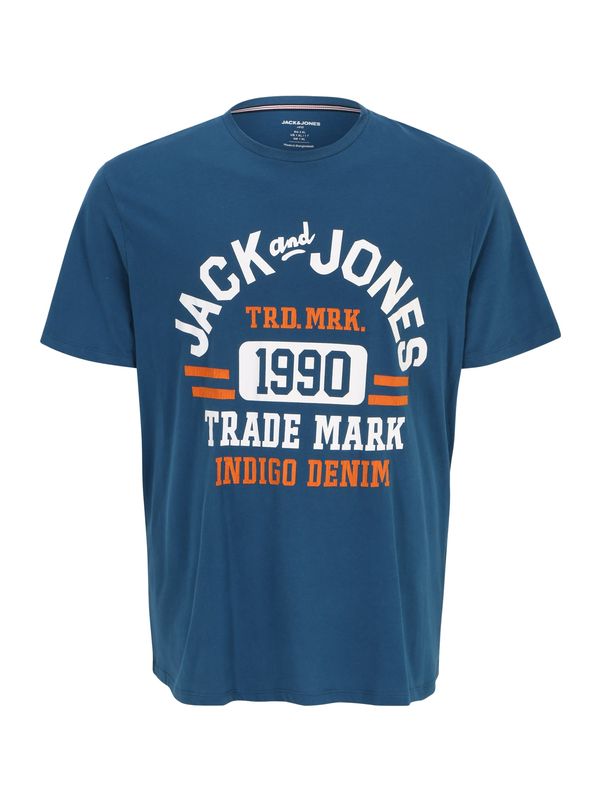 Jack & Jones Plus Jack & Jones Plus Majica 'CARLO'  safir / oranžna / bela