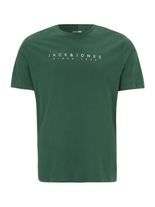 Jack & Jones Plus Jack & Jones Plus Majica 'ETRA'  temno zelena / bela