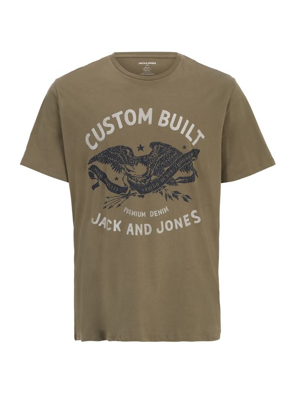 Jack & Jones Plus Jack & Jones Plus Majica 'FONNE'  svetlo siva / oliva / črna