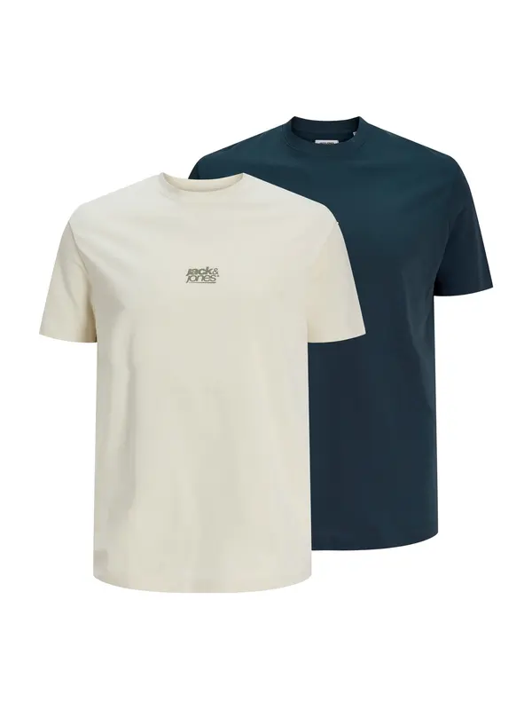 Jack & Jones Plus Jack & Jones Plus Majica 'JCOBREEZE'  bež / marine / siva