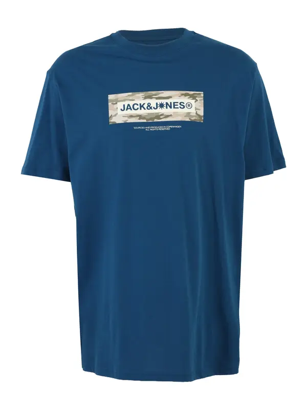 Jack & Jones Plus Jack & Jones Plus Majica 'JCOBREEZE'  modra / kaki / oliva / bela