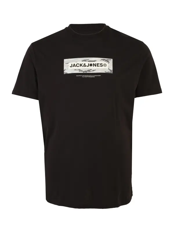 Jack & Jones Plus Jack & Jones Plus Majica 'JCOBREEZE'  siva / temno siva / črna / bela