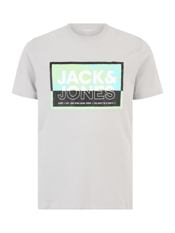 Jack & Jones Plus Jack & Jones Plus Majica 'JCOLOGAN'  turkizna / siva / črna / bela