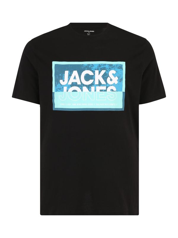 Jack & Jones Plus Jack & Jones Plus Majica 'JCOLOGAN'  voda / temno modra / črna