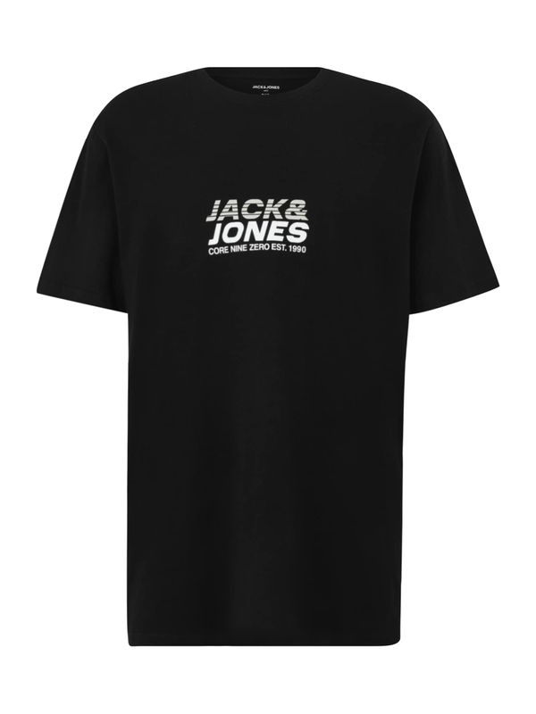 Jack & Jones Plus Jack & Jones Plus Majica 'JCOTARMAC'  črna / bela