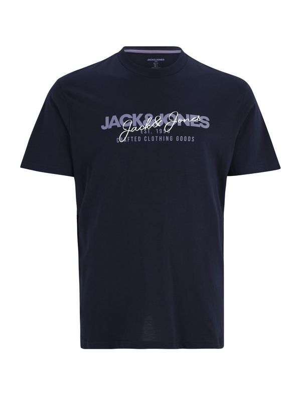 Jack & Jones Plus Jack & Jones Plus Majica 'JJALVIS'  mornarska / lila / bela
