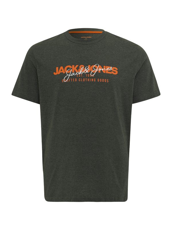 Jack & Jones Plus Jack & Jones Plus Majica 'JJALVIS'  zelena / oranžna