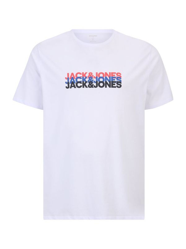 Jack & Jones Plus Jack & Jones Plus Majica 'JJCYBER'  modra / marine / svetlo rdeča / bela