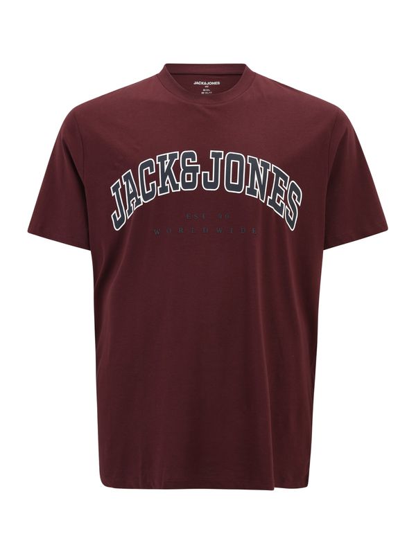 Jack & Jones Plus Jack & Jones Plus Majica 'JJECALEB'  mornarska / bordo / bela