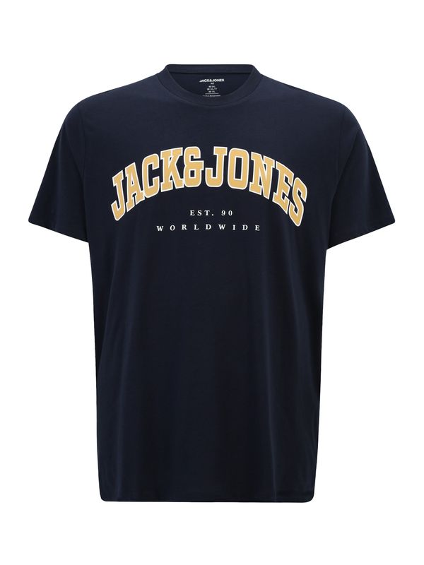 Jack & Jones Plus Jack & Jones Plus Majica 'JJECALEB'  pesek / mornarska / bela