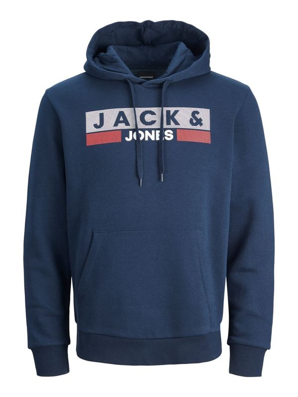 Jack & Jones Plus Jack & Jones Plus Majica 'JJECorp'  modra / siva / rdeča / bela