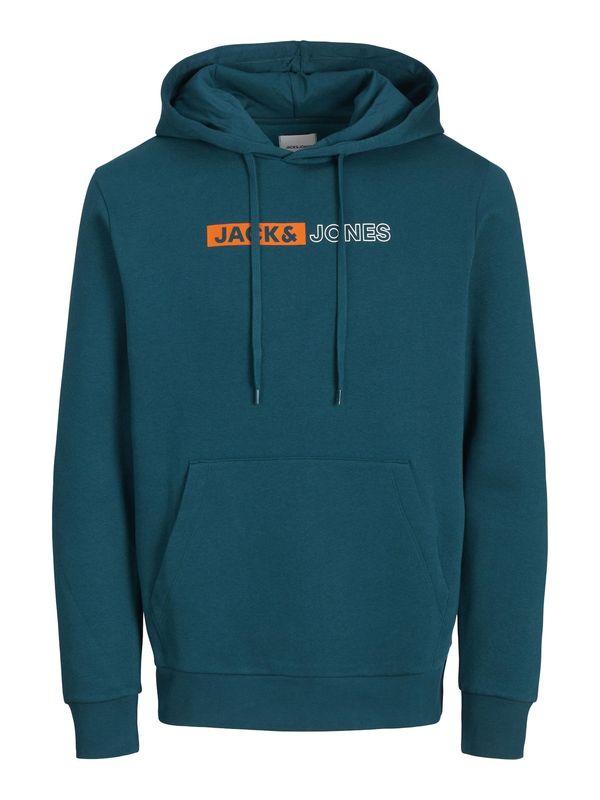 Jack & Jones Plus Jack & Jones Plus Majica 'JJECorp'  petrol / oranžna / bela