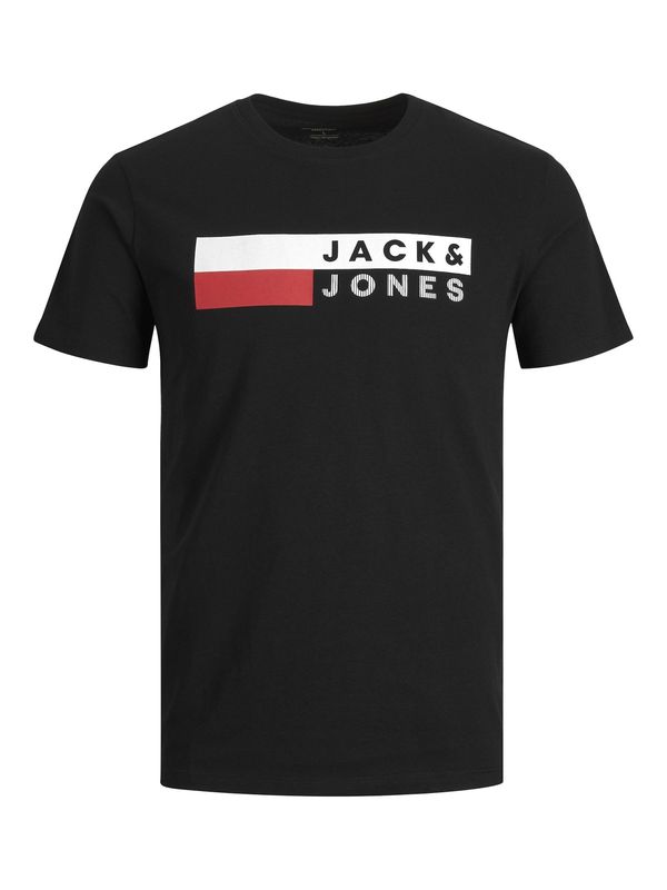 Jack & Jones Plus Jack & Jones Plus Majica 'JJECorp'  rdeča / črna / bela