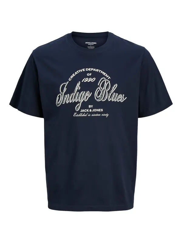 Jack & Jones Plus Jack & Jones Plus Majica 'JJEDenver'  mornarska / bela