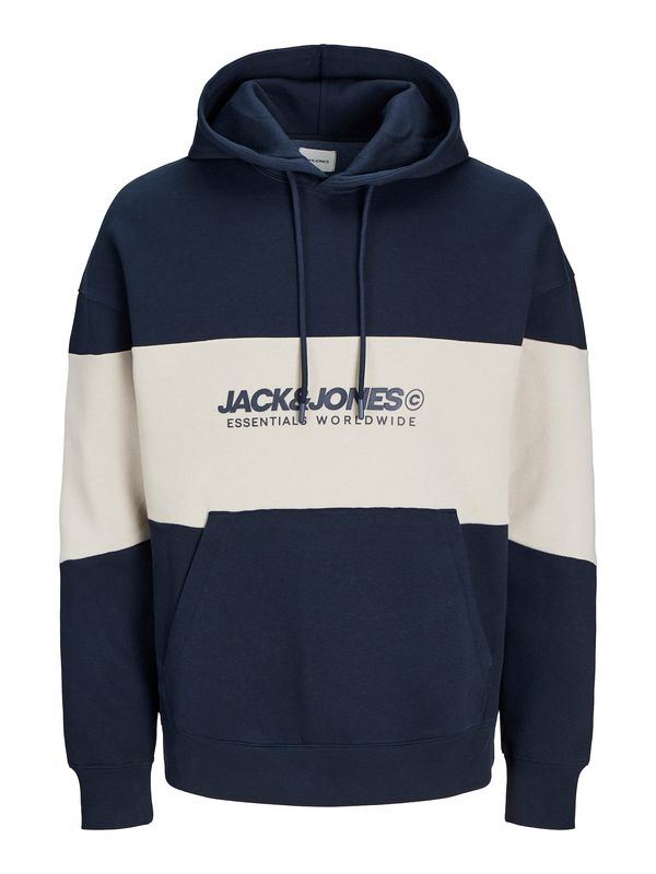 Jack & Jones Plus Jack & Jones Plus Majica 'JJELEGACY'  kremna / mornarska