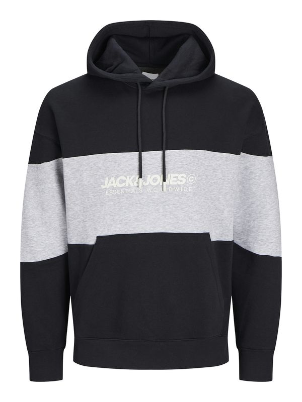 Jack & Jones Plus Jack & Jones Plus Majica 'JJELEGACY'  pegasto siva / črna / bela