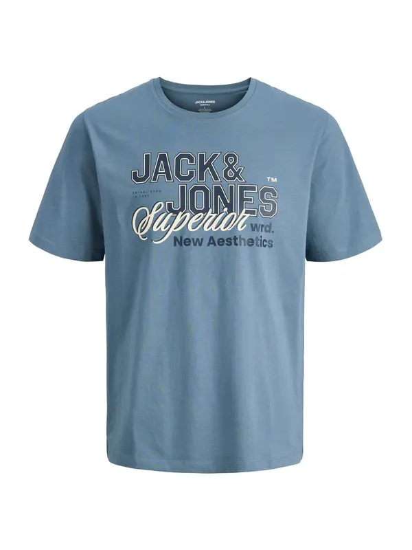 Jack & Jones Plus Jack & Jones Plus Majica 'JJElogo'  svetlo bež / marine / opal