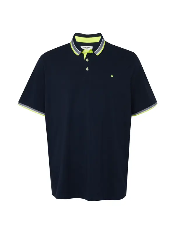 Jack & Jones Plus Jack & Jones Plus Majica 'JJEPAULOS'  marine / neonsko rumena / bela