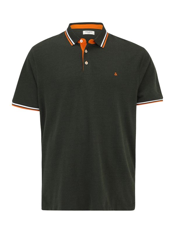 Jack & Jones Plus Jack & Jones Plus Majica 'JJEPAULOS'  temno zelena / oranžna / bela