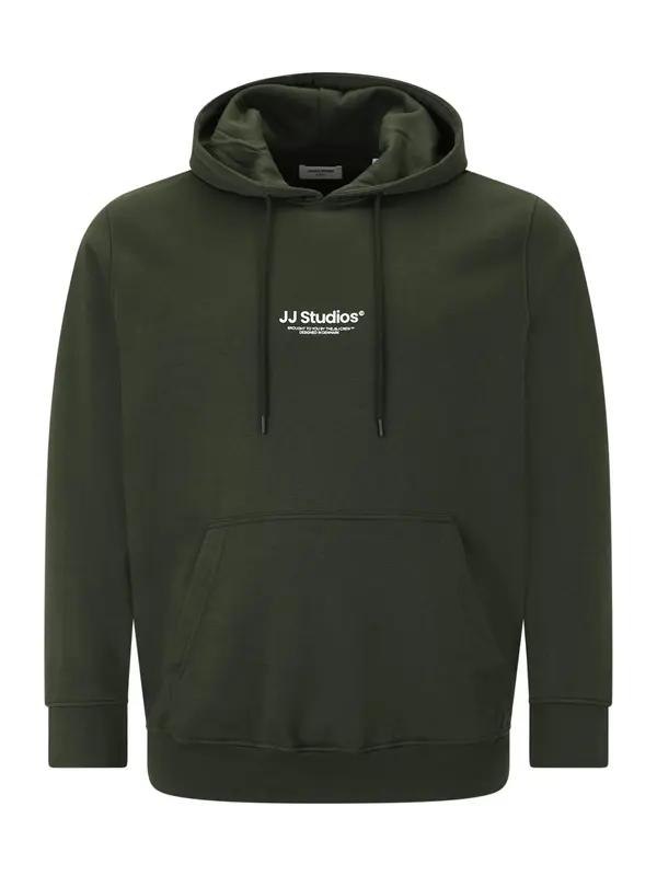 Jack & Jones Plus Jack & Jones Plus Majica 'JJESOHO'  temno zelena / bela