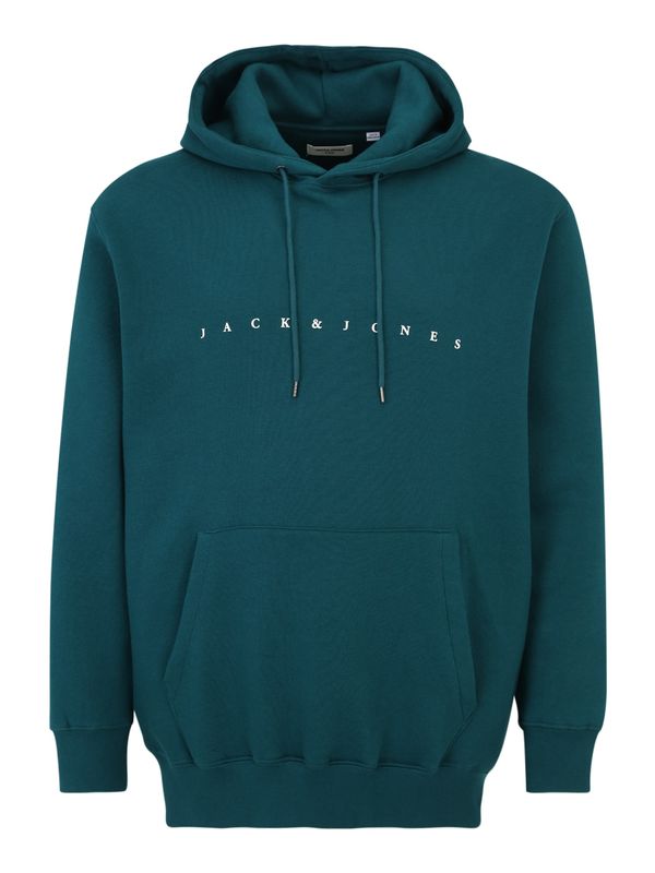 Jack & Jones Plus Jack & Jones Plus Majica 'JJESTAR'  petrol / bela