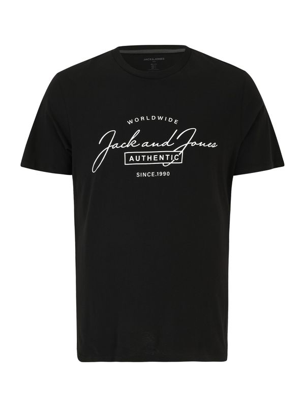 Jack & Jones Plus Jack & Jones Plus Majica 'JJFERRIS'  črna / bela