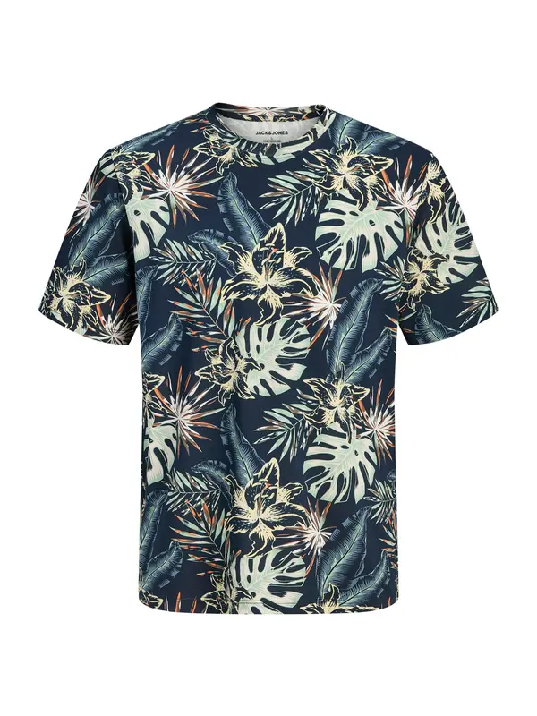 Jack & Jones Plus Jack & Jones Plus Majica 'JJHONOLULU'  mornarska / rjava / meta / oranžna