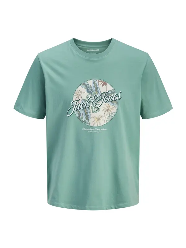Jack & Jones Plus Jack & Jones Plus Majica 'JJHONOLULU'  rjava / pastelno zelena / bela