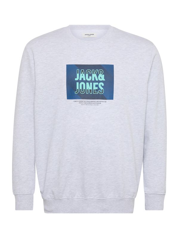 Jack & Jones Plus Jack & Jones Plus Majica 'JJHudson'  neonsko modra / temno modra / pegasto bela