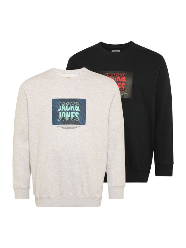 Jack & Jones Plus Jack & Jones Plus Majica 'JJHUDSON'  voda / pegasto siva / rdeča / črna