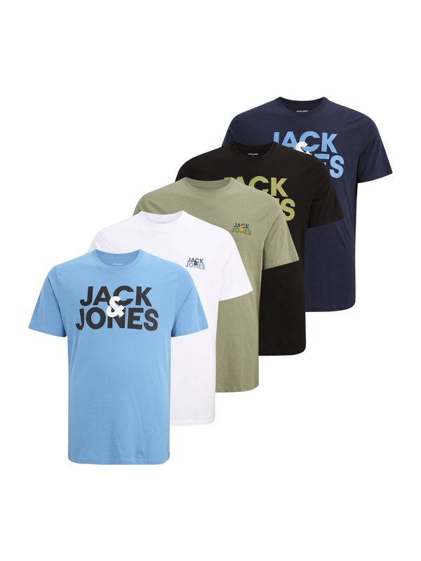 Jack & Jones Plus Jack & Jones Plus Majica 'JJJACULA'  mornarska / svetlo modra / zelena / črna / bela