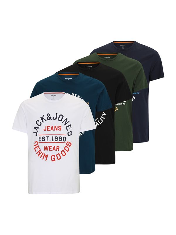 Jack & Jones Plus Jack & Jones Plus Majica 'JJMIKK'  marine / mornarska / oliva / črna / bela