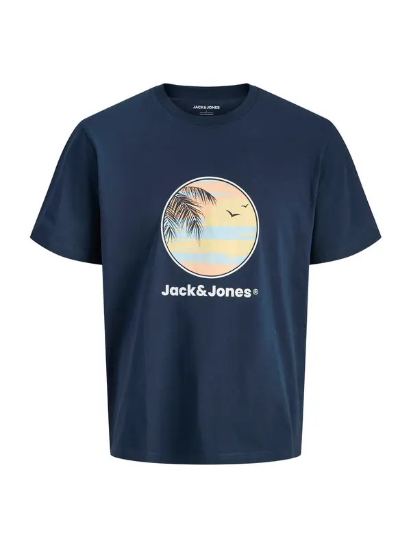 Jack & Jones Plus Jack & Jones Plus Majica 'JJPERRY'  mornarska / svetlo modra / marelica / bela