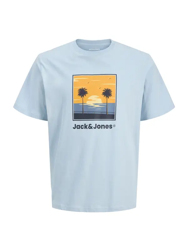 Jack & Jones Plus Jack & Jones Plus Majica 'JJPERRY'  nočno modra / safir / svetlo modra / temno oranžna