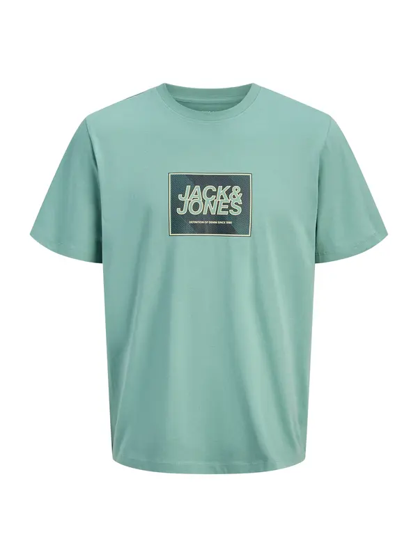 Jack & Jones Plus Jack & Jones Plus Majica 'JJRAIN'  cijansko modra / pastelno rumena / črna