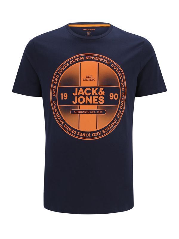 Jack & Jones Plus Jack & Jones Plus Majica 'JJRIO'  temno modra / temno oranžna