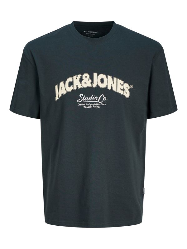 Jack & Jones Plus Jack & Jones Plus Majica 'JORBRONX'  kremna / temno zelena