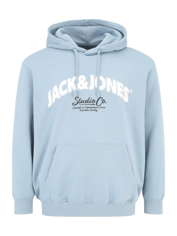 Jack & Jones Plus Jack & Jones Plus Majica 'JORBRONX'  svetlo modra / siva / črna / bela