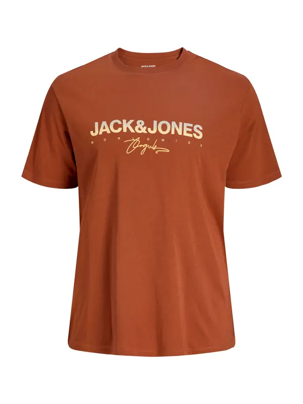 Jack & Jones Plus Jack & Jones Plus Majica 'JORCANGGU'  kremna / rjasto rjava / rumena