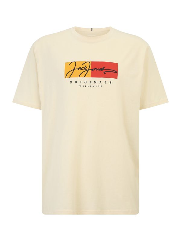 Jack & Jones Plus Jack & Jones Plus Majica 'JORFREDERIKSBERG'  kremna / kari / jastog / črna