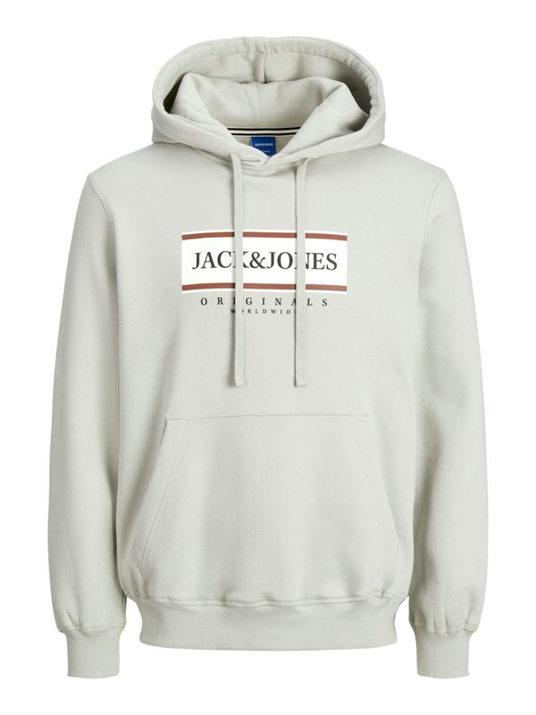 Jack & Jones Plus Jack & Jones Plus Majica 'JORFREDERIKSBERG'  svetlo siva / rdeča / črna / bela