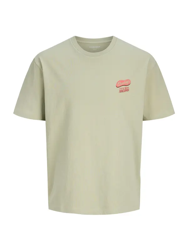 Jack & Jones Plus Jack & Jones Plus Majica 'JORGREETINGS'  rjava / zelena / pastelno zelena / oranžna