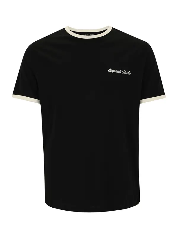 Jack & Jones Plus Jack & Jones Plus Majica 'JORNORREBRO'  črna / bela