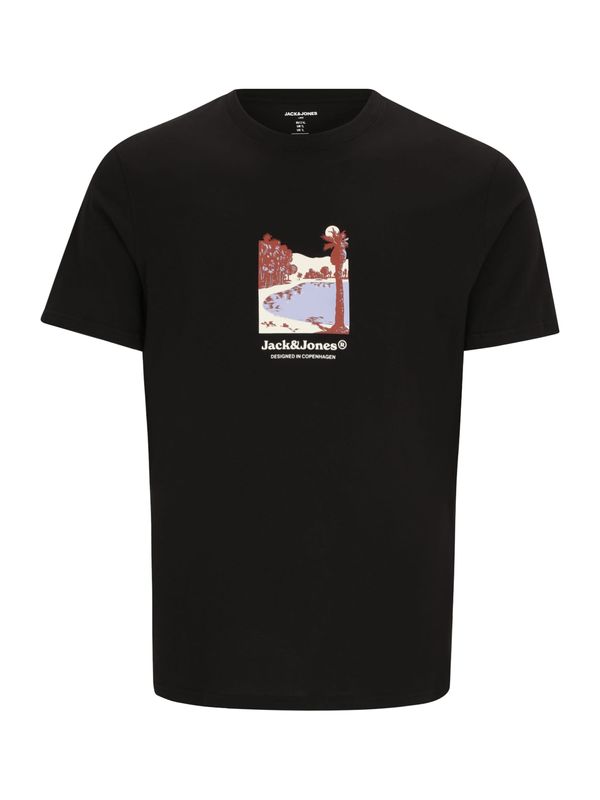 Jack & Jones Plus Jack & Jones Plus Majica 'JORSPLIT'  ecru / golobje modra / rjasto rjava / črna